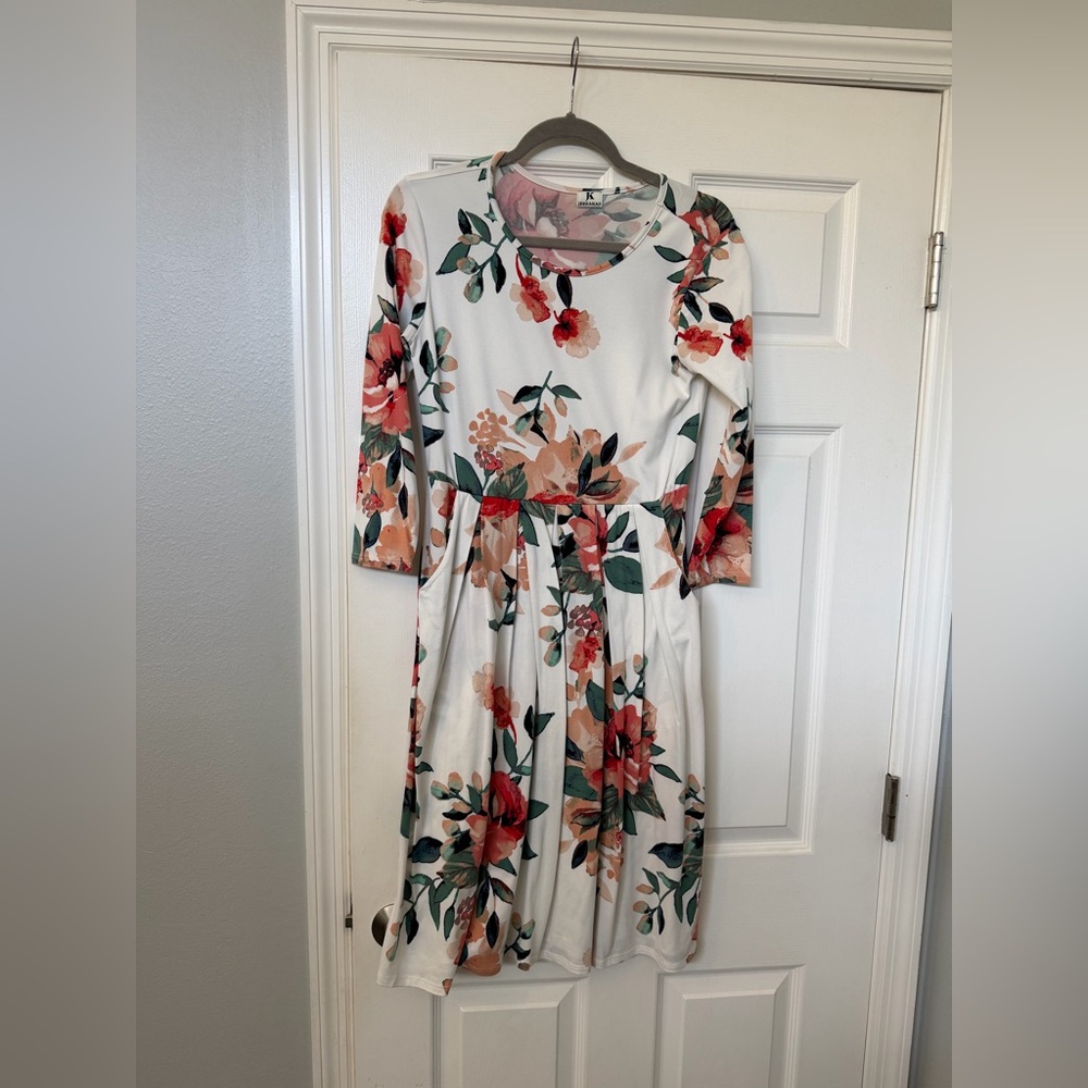 JessaKae White Floral Long Sleeve Dress